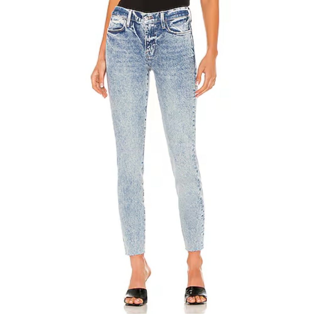 FRAME Le High Skinny Crop Raw Edge Jean in Lombard Wash, Size 30 Light Wash